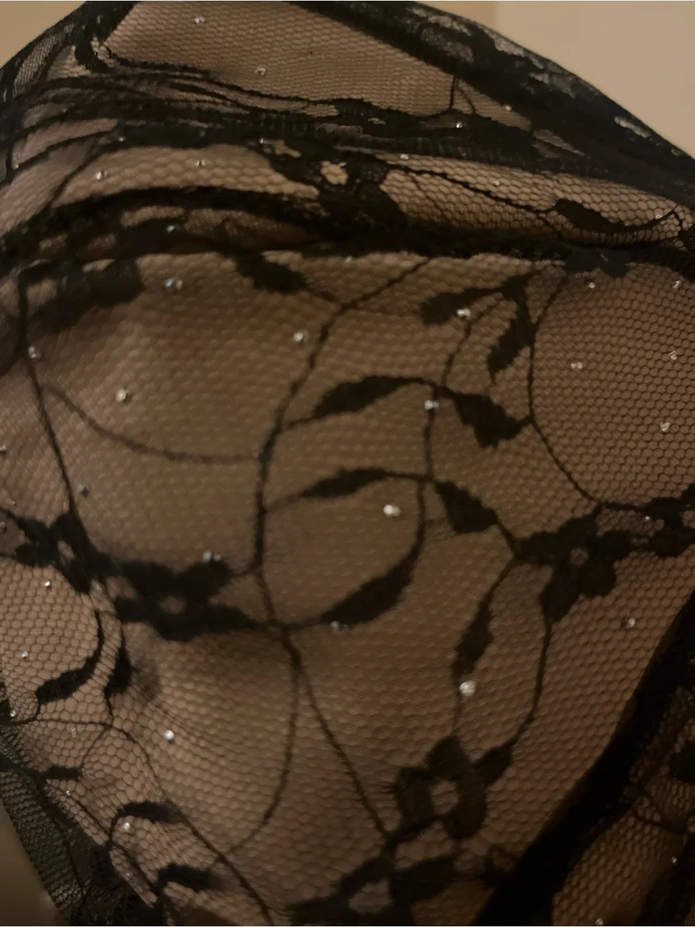 Black Lace Beret with Satin Band